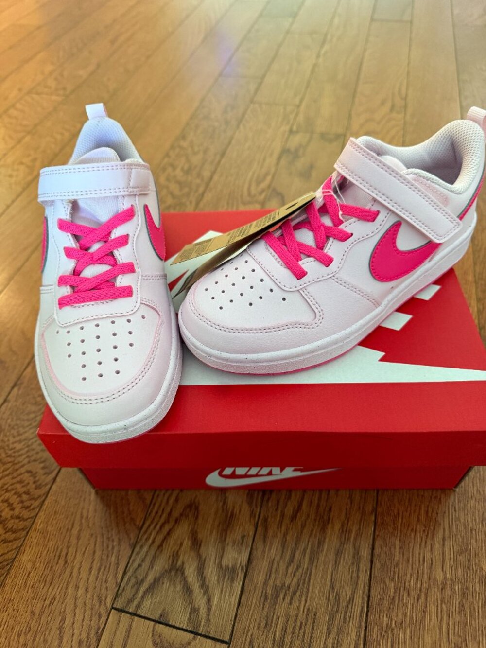 NEW Youth Nike Court Borough Low Recraft Pink Foam/White/Hyper Pink Size 1